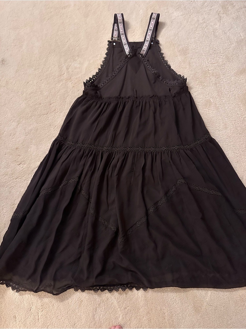Womens Lace-Trim Brown Flowing Maxi Dress - Picture 3 of 6